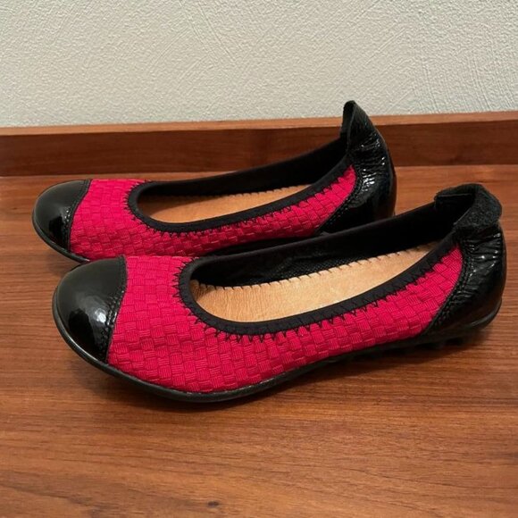 Bernie Mev Bella Me Black Red Slip-on Cap Toe Woven Ballet Flats Womens US6 EU36 - Picture 4 of 6